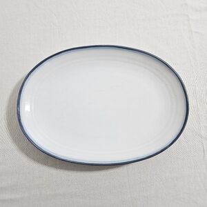 Pfaltzgraff Vintage Sky Blue Oval Serving Platter Ham Turkey Stoneware USA 14"